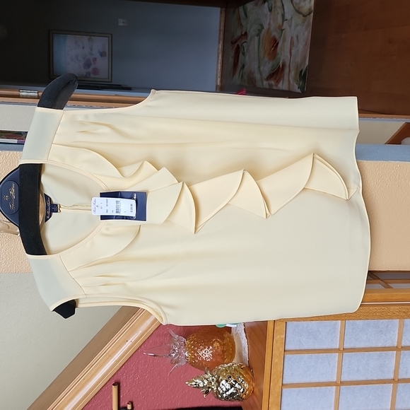 NWT Brooks Brothers Ruffled crepe blouse in buttercup yellow size 6 - Picture 5 of 17